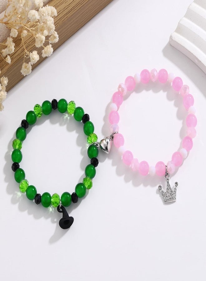 Korotho Friendship Matching Bracelets, Wcked Movie Merch Natural Stone Hat And Crown Best Friend BFF Bracelets Jewelry Christmas Valentine's Day Gifts for Fans Friends Party Gift (W) - Image 3